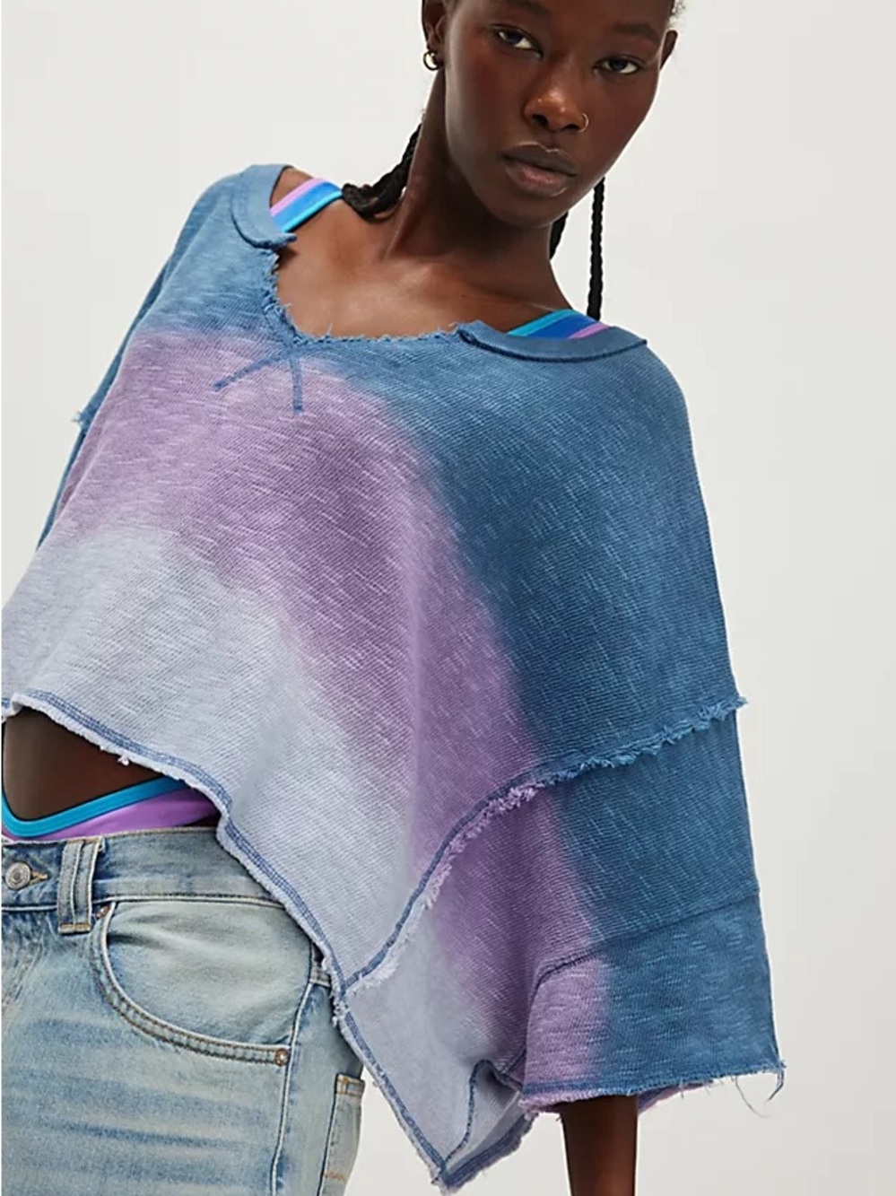 We The Free After Midnight Washed Tee Cropped Thermal Top Size L Oversized